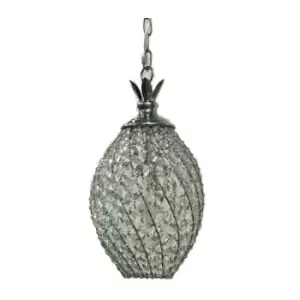 image of Impex Crystal Pineapple 1 Light Chrome Crystal Pendant Ceiling Light