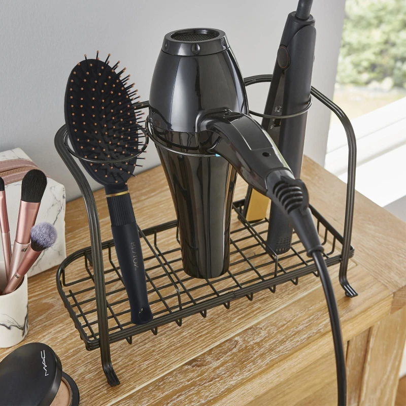 Image of House of Home Freestanding Hair Dryer & Straighteners Holder Storage Stand Cable Tidy in Black unisex