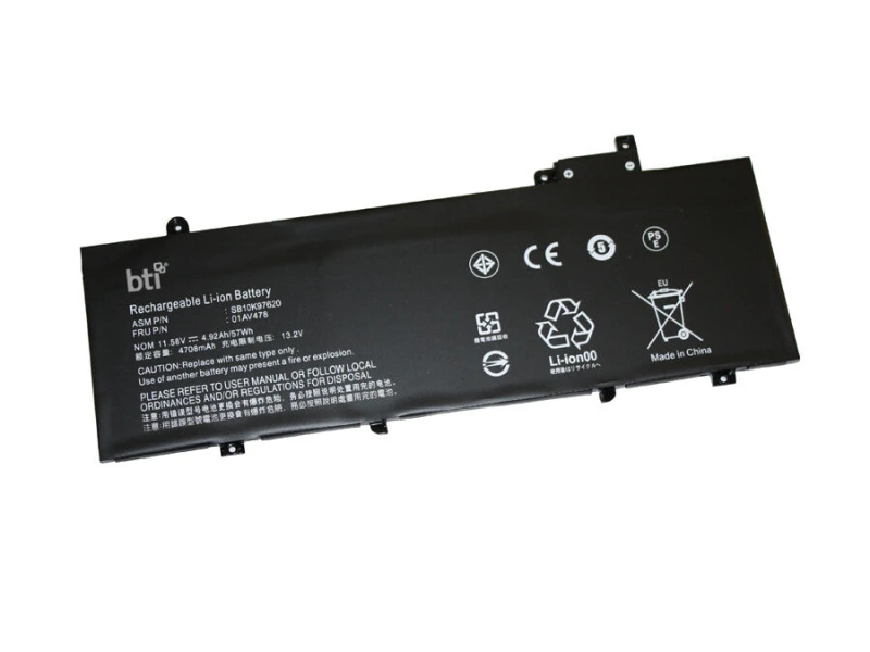 Image of BTI BTI Replacement 3 cell battery for THINKPAD T480S replacing OEM part numbers 01AV478 01AV479 01AV480 // 11.52V 4947mAh 57Wh 01AV479-BTI