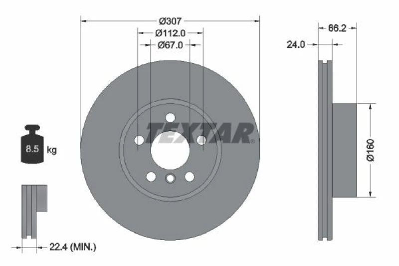 Image of Brake disc TEXTAR 92326805