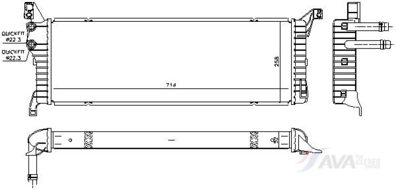 Image of AVA COOLING SYSTEMS VN2454 Engine radiator Aluminium, Brazed cooling fins, without expansion tank, with gaskets/seals Radiator,engine cooling (470)
