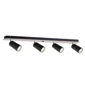 Image of Eye Ceiling Spotlight Bar Black, Wood, 60cm, 4x GU10