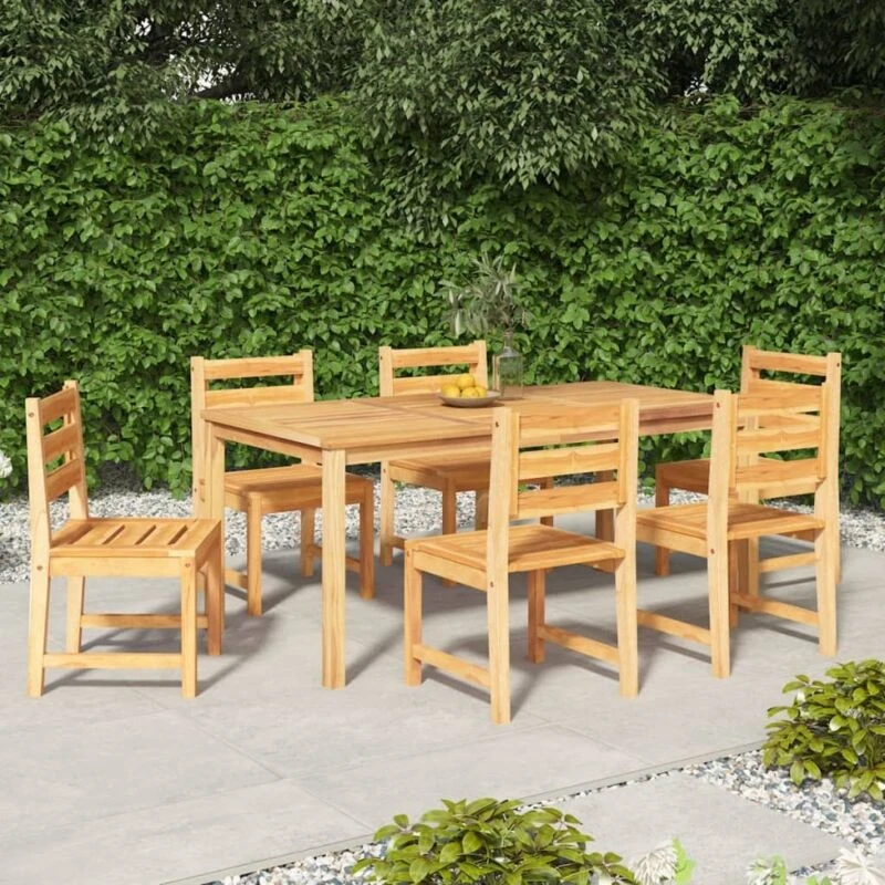 Image of vidaXL 7 Piece Garden Dining Set Solid Wood Teak, Brown 3157189