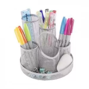 Image of Osco 5 Tube Mesh Pencil Pot Scratch Resistant Silver 32761DT
