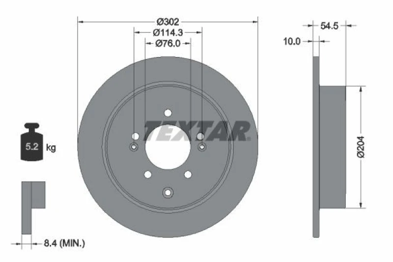 Image of Brake disc TEXTAR 92293303