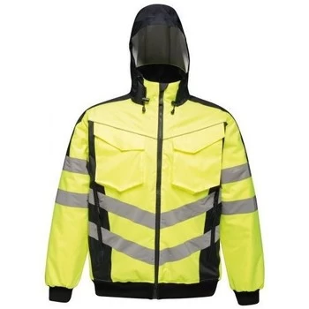 image of Professional HIVISPRO BOMBER EN20471 Waterproof Insulated Jacket mens Jacket in Yellow - Sizes UK S,UK M,UK L,UK XL,UK XXL,UK 3XL