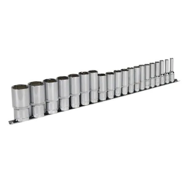 image of Sealey AK2698 Socket Set 20pc 3/8 & 1/2Sq Drive 6pt Deep WallDrive&#174; Metric