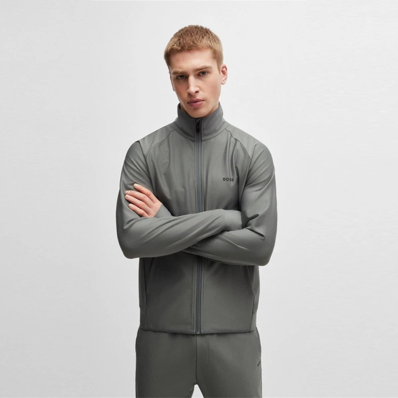 Image of Boss Mens Sicon Active Zip Hoodie Dark Beige male L