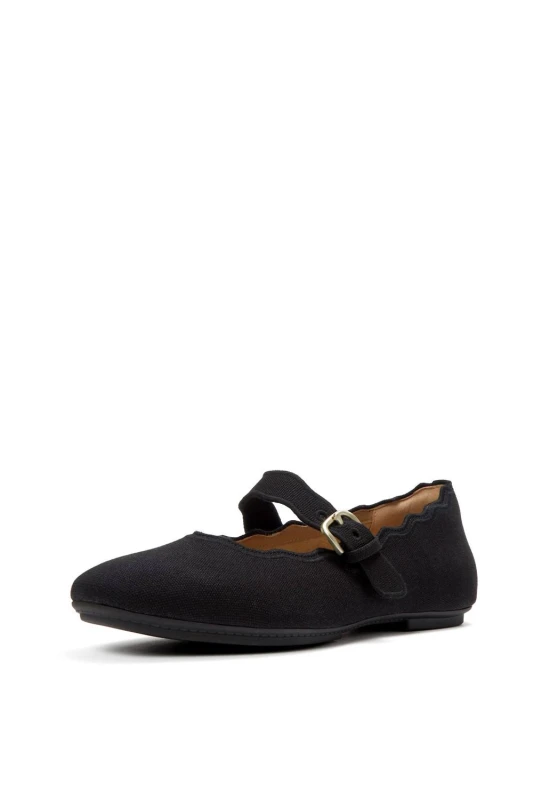 Image of FitFlop Womens Delicato Wave-Edge Mary Janes in Black Size: 5 Black Female 5