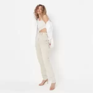 Missguided Tall Riot Highwaisted Raw Hem Mom Jean - Neutral