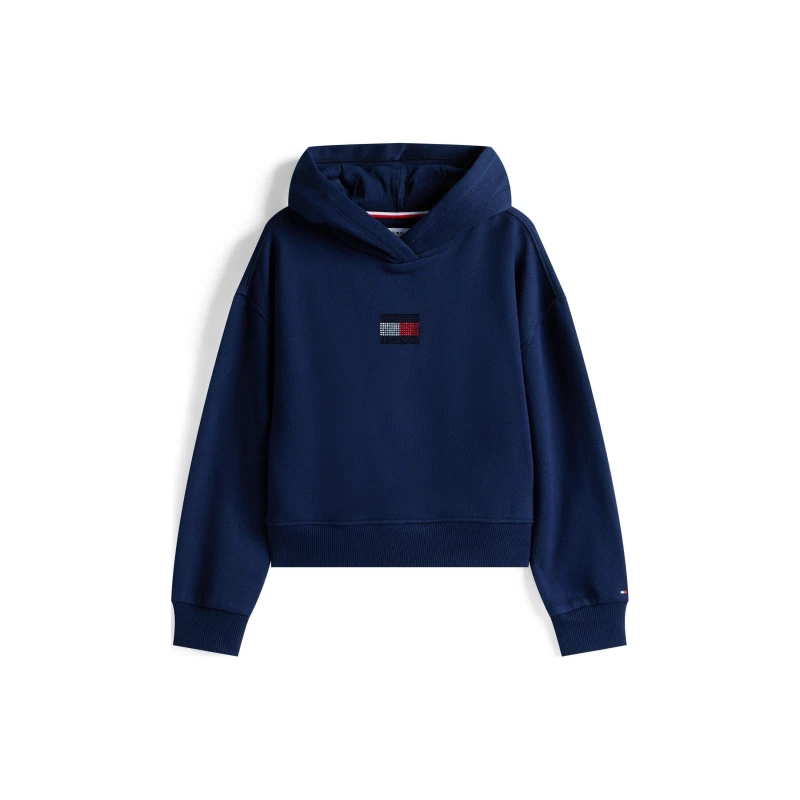 Image of Tommy Hilfiger Kids Diamante Pull Over Hoodie Night Navy C1G female 16Y