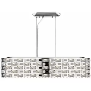Image of Impex Lola 6 Light Oblong Chrome Crystal Pendant Ceiling Light