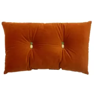 image of Pineapple Velvet Cushion Rust Orange