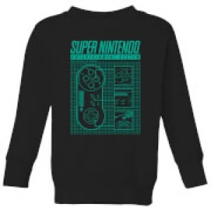 Image of Nintendo Super Nintendo Entertainment System Blueprint Kid's Sweatshirt - Black - 11-12 Years