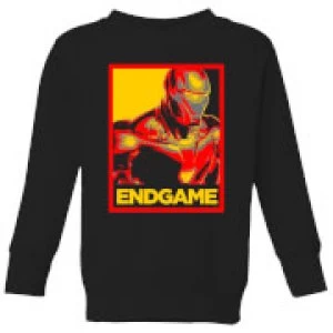 Image of Avengers Endgame Iron Man Poster Kids Sweatshirt - Black - 11-12 Years