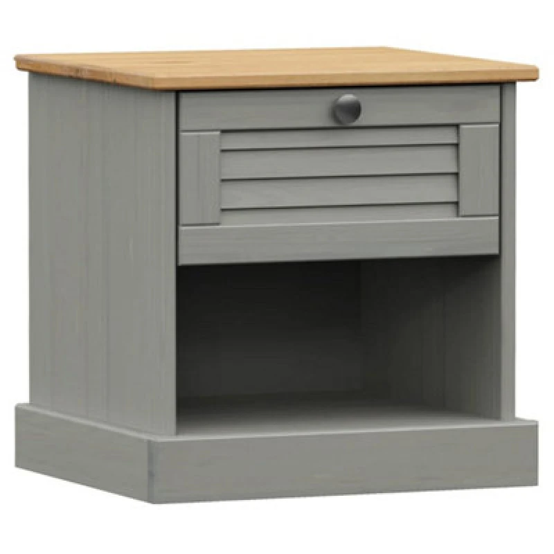 Image of VIDAXL Bedside Cabinet vigo Grey 42x35x42cm Solid Wood Pine Vidaxl 8720845845704