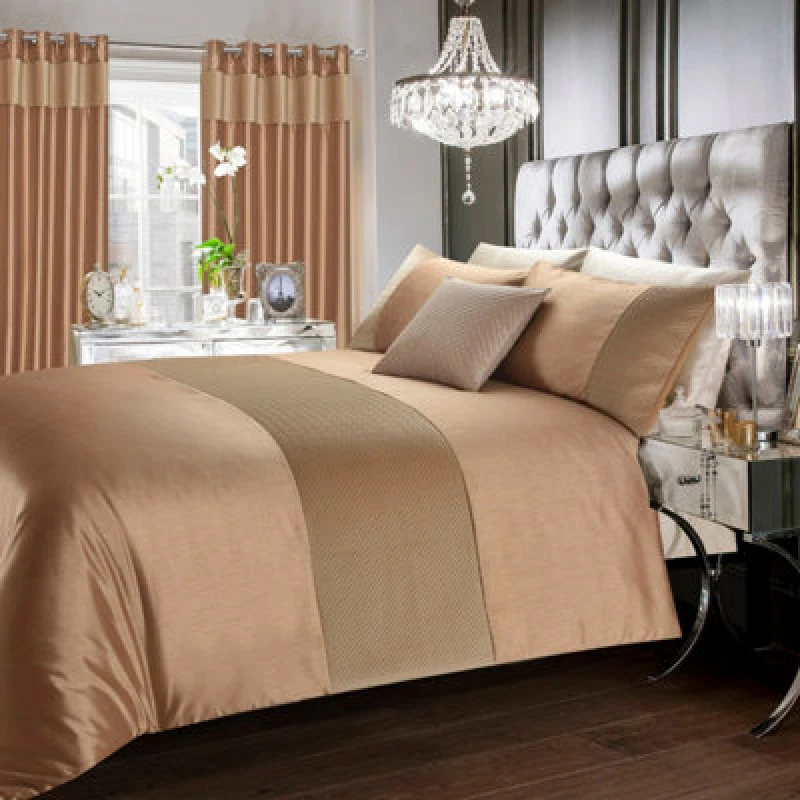 Image of Intimates Chic Design Pinsonic Geometric Duvet Cover & Pillowcase Set, Easy-Care, Machine Washable Bedding Ensemble - Latte