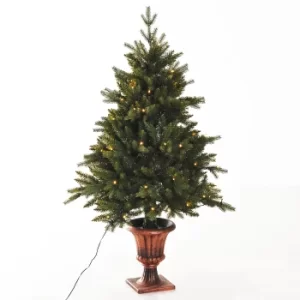 image of HOMCOM 1.2m Pre-Lit Artificial Christmas Spruce Tree, Plastic Stand-Green