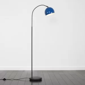 Image of Curva Dark Grey Floor Lamp with Navy Blue Arco Shade