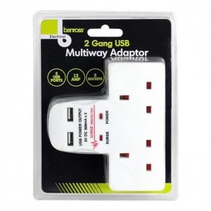 Benross 2 Gang USB Multiway Adaptor - -