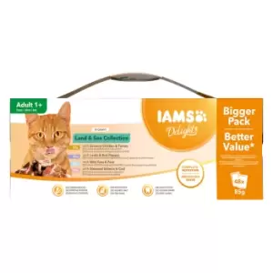 Iams Delights Adult Land and Sea Cat Food 48 x 85g