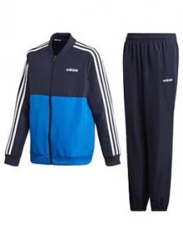 Image of Boys, adidas Woven Youth 3 Stripe Tracksuit - Blue/Navy, Blue/Navy, Size 4-5 Years