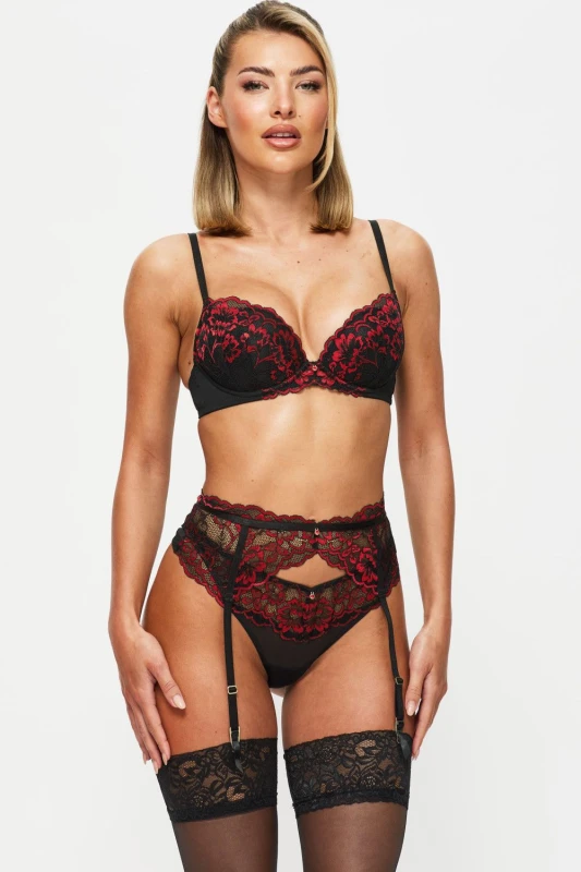 Image of Ann Summers Ann Summers Sexy Lace Plunge Bra Blk/Red Black/Red Female 40F BJ25730