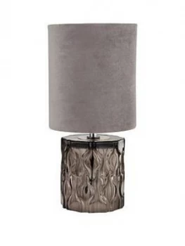 image of Textured Glass Base Table Lamp With Grey Shade