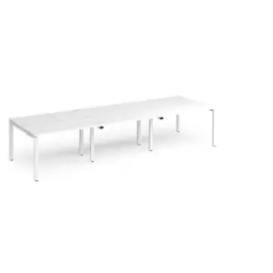 image of Bench Desk 6 Person Rectangular Desks 3600mm White Tops With White Frames 1200mm Depth Adapt