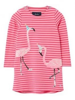 Image of Joules Toddler Girls Kaye Flamingo Dress - Pink, Size 1 Year, Women