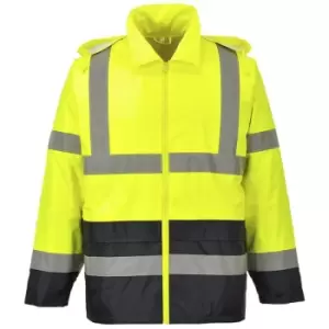Image of Portwest H443YBR4XL - sz 4XL Hi-Vis Classic Contrast Rain Jacket - Yellow/Blue - Yellow/Blue