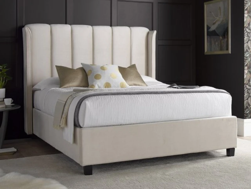 Image of Bedmaster Aurora Velvet Ottoman Bed Light Stone