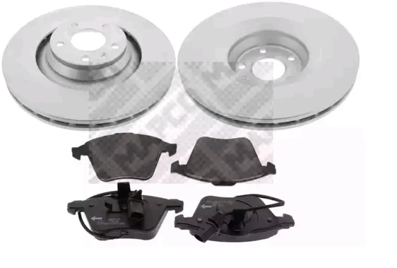 Image of MAPCO 47989HPS Brake disc and pads set Front Axle, Brake Disc Type: Vented, incl. wear warning contact, with anti-squeak plate Brake Set,disc brakes