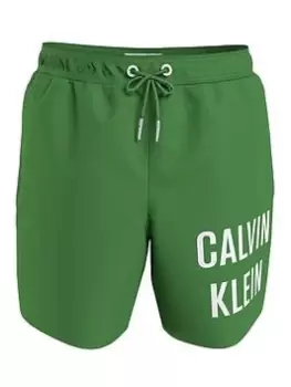 Image of Calvin Klein Boys Drawstring Swim Shorts - Green, Size Age: 10-12 Years
