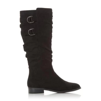 Head Over Heels Dune Tobi Ruched High Boots - Black - 37