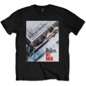 Image of The Beatles - Get Back Poster Unisex Large T-Shirt - Black