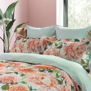 Image of Harlequin Dahlia Kingsize Duvet Cover Set, Coral
