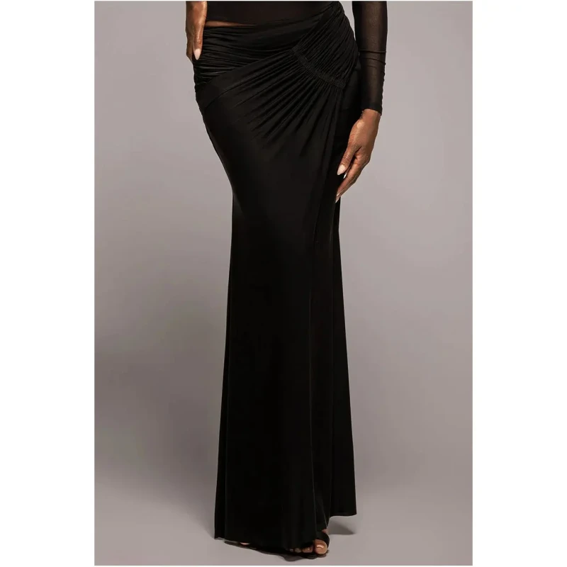 Image of Goddiva Asymmetrical Skirt Women Goddiva Gathered Front Noir Female L