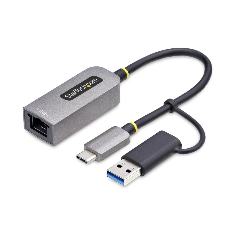 Image of StarTech.com USB-C to Ethernet Adapter with USB-A Dongle. 10/100/1000M