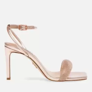 Image of Steve Madden Rhinestone-Embellished Faux Leather Heeled Sandals - UK 4