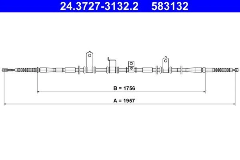 Image of ATE 24.3727-3132.2 Brake Cable 1957mm Cable,parking brake (124)