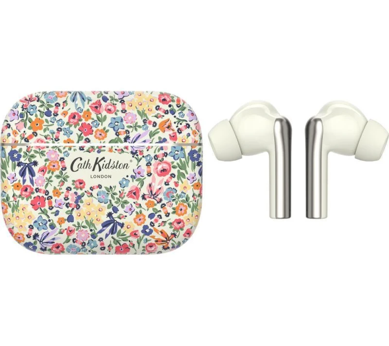 Image of VQ Skylark Wireless Bluetooth Earbuds - Cream and Silver, Patterned,Cream 5060706039938