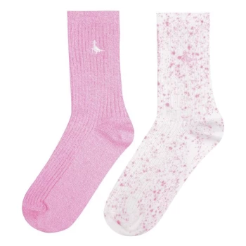 image of Jack Wills Partly Twist Multipack Boot Socks 2 Pack - Pink