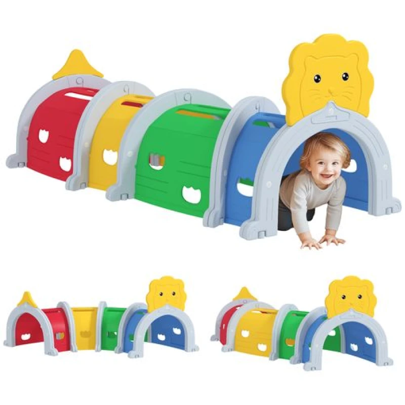 Image of AIYAPLAY AIYAPLAY Kids Play Tunnel for 3-6 Years Crawl and Climb, Lion Design
