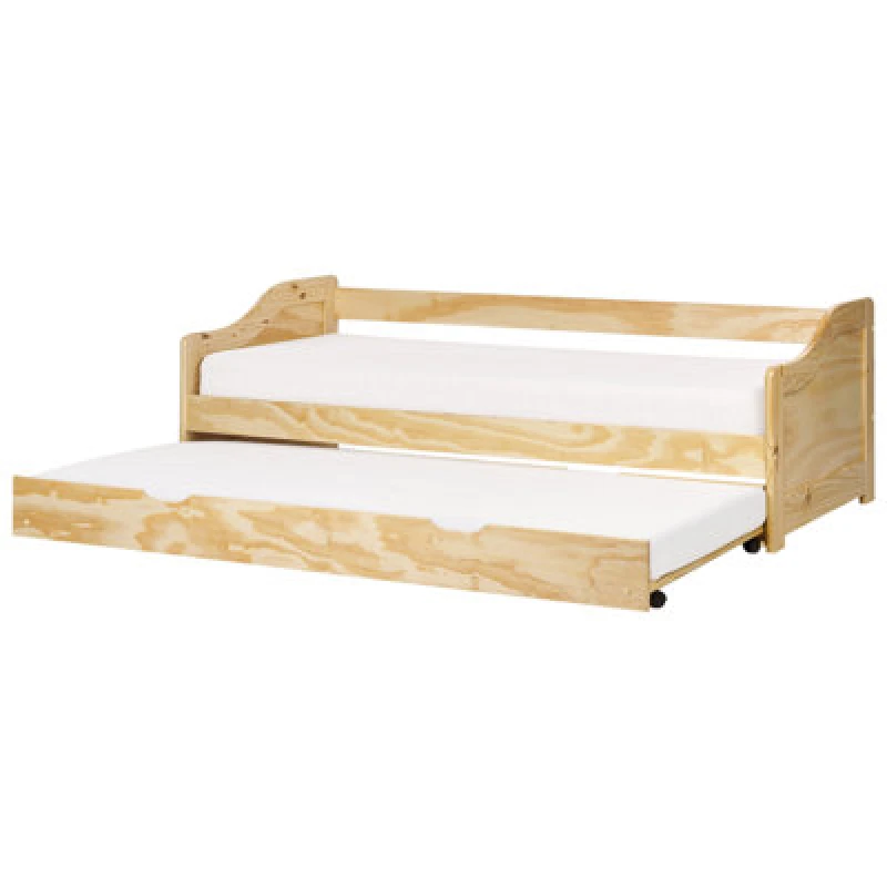Image of Beliani Trundle Bed Pine Wood Luneray 90 X 200 Cm (Eu Single) Light Brown