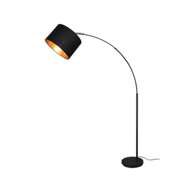Image of Bolivia Modern Arc Floor Lamp Black Matt with Footswitch