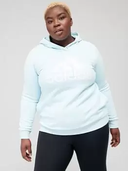 Image of adidas Big Logo Hoodie (Plus Size) - Light Blue, Size 3X, Women