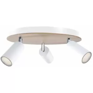 Image of Keter Eye Ceiling Spotlight Clusters White, Wood, 31cm, 3x GU10