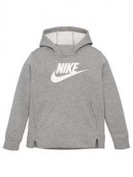 image of Nike Sportswear Older Girls Overhead Hoodie - Grey Heather, Size XS, 6-8 Years, Women