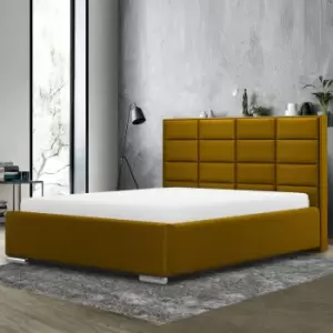 Image of Tuanso Bed King Plush Velvet Mustard